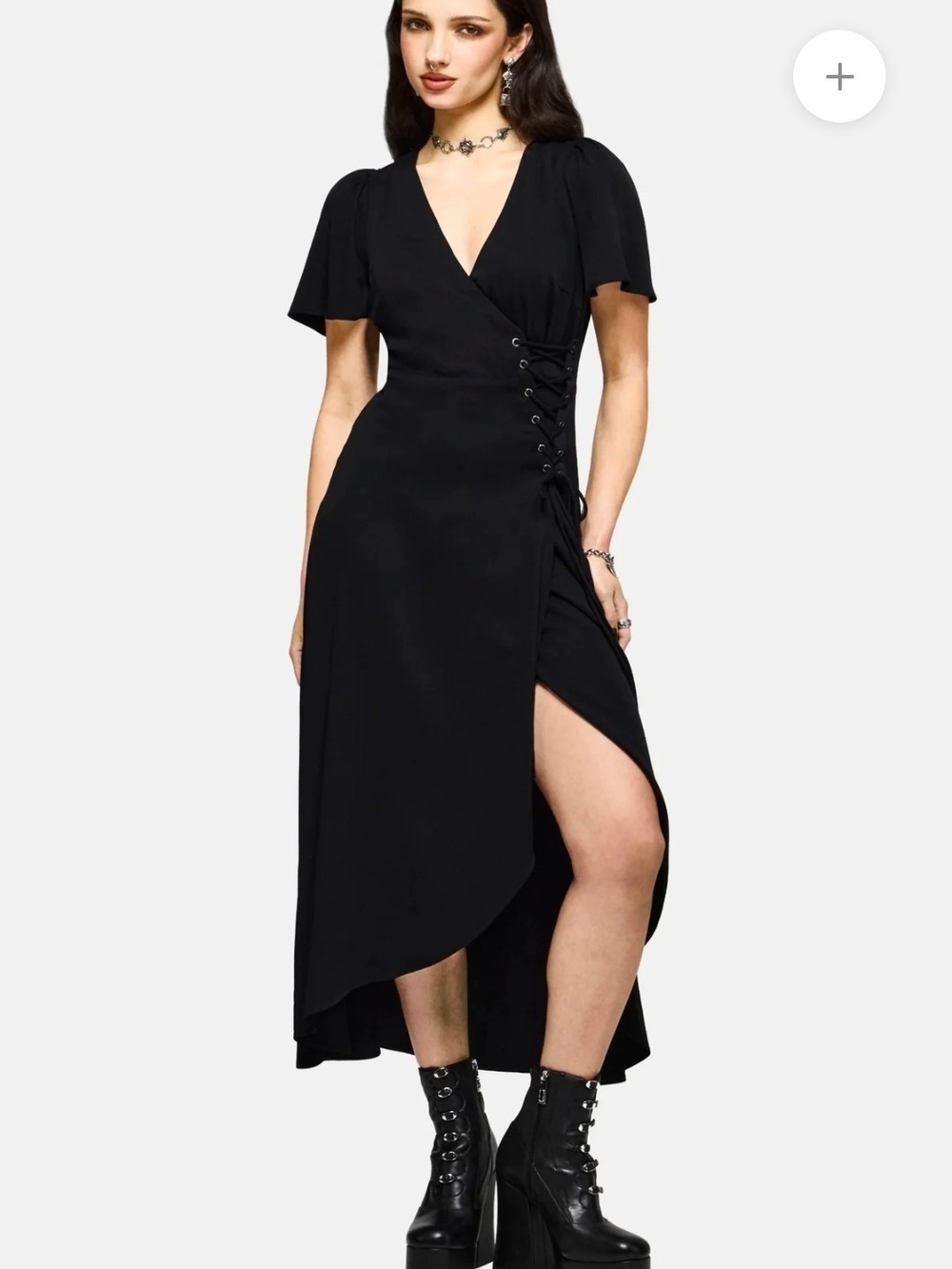 Disturbia Black High-Low Wrap Dress with Side Lace-Up